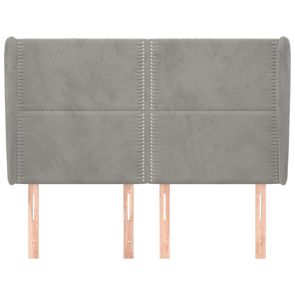 Cabeceira de cama c/ abas veludo 147x23x118/128cm cinza-claro - Image 2