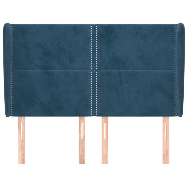 Cabeceira cama c/ abas veludo 147x23x118/128 cm azul-escuro - Image 2