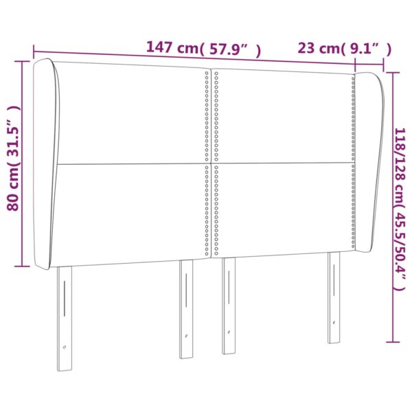 Cabeceira de cama c/ abas veludo 147x23x118/128 cm rosa - Image 8