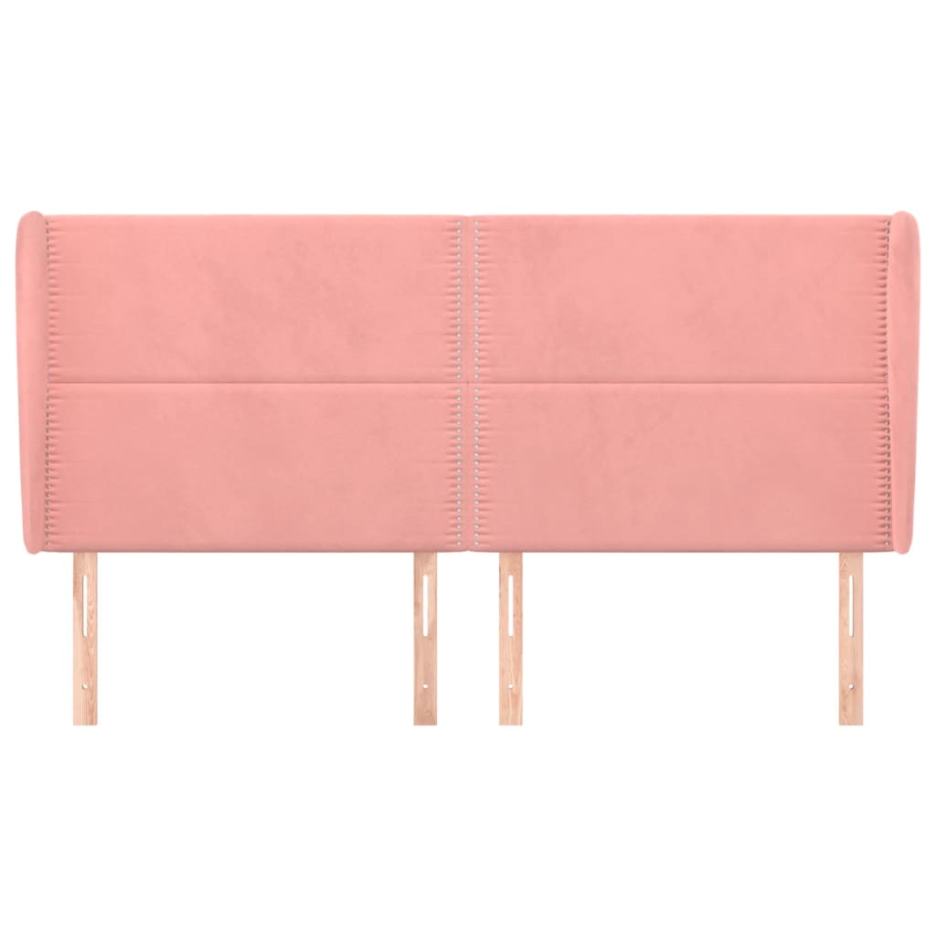 Cabeceira cama c/ abas veludo 163x23x118/128 cm rosa - Image 2