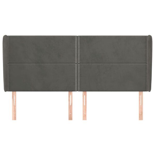 Cabeceira cama c/ abas veludo 183x23x118/128 cm cinzento-escuro - Image 2