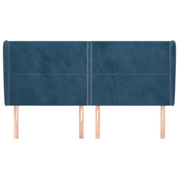Cabeceira cama c/ abas veludo 183x23x118/128 cm azul-escuro - Image 2