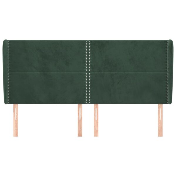 Cabeceira cama c/ abas veludo 203x23x118/128 cm verde-escuro - Image 2