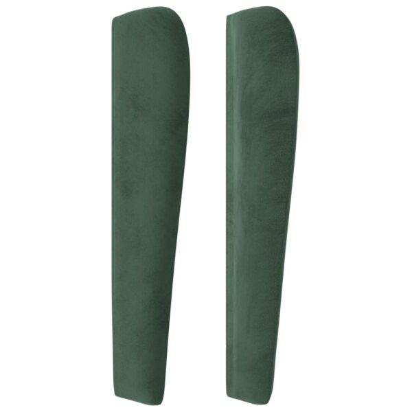 Cabeceira cama c/ abas veludo 203x23x118/128 cm verde-escuro - Image 3