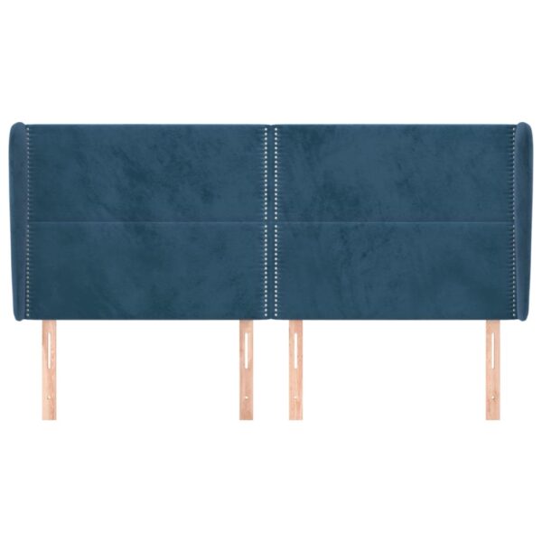 Cabeceira cama c/ abas veludo 203x23x118/128 cm azul-escuro - Image 2