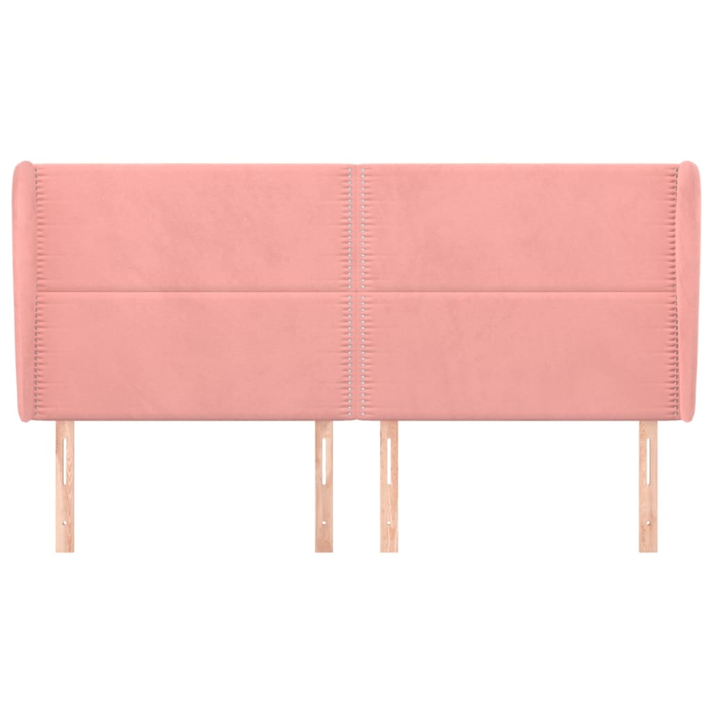 Cabeceira cama c/ abas veludo 203x23x118/128 cm rosa - Image 2