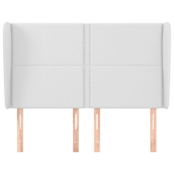 Cabeceira cama c/ abas couro artificial 147x23x118/128cm branco - Image 2