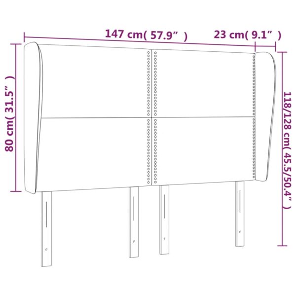 Cabeceira cama c/ abas couro artificial 147x23x118/128cm branco - Image 8