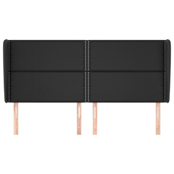 Cabeceira de cama c/ abas couro artif. 183x23x118/128 cm preto - Image 2