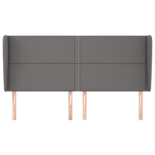Cabeceira cama c/ abas couro artif. 183x23x118/128 cm cinzento - Image 2
