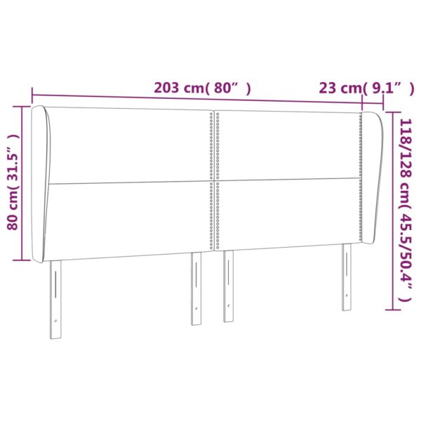 Cabeceira cama c/ abas couro artificial 203x23x118/128cm branco - Image 8