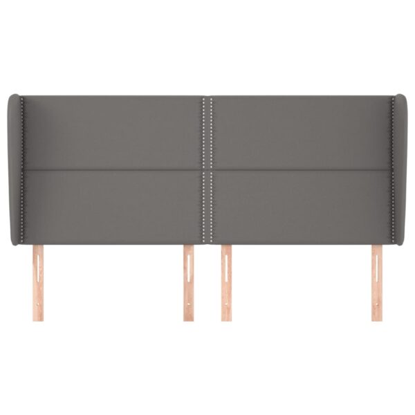 Cabeceira cama c/ abas couro artif. 203x23x118/128 cm cinzento - Image 2