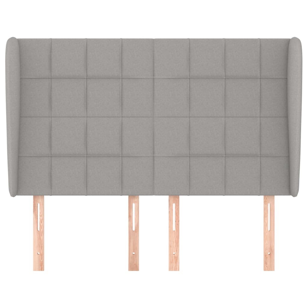 Cabeceira de cama c/ abas tecido 147x23x118/128cm cinza-claro - Image 2