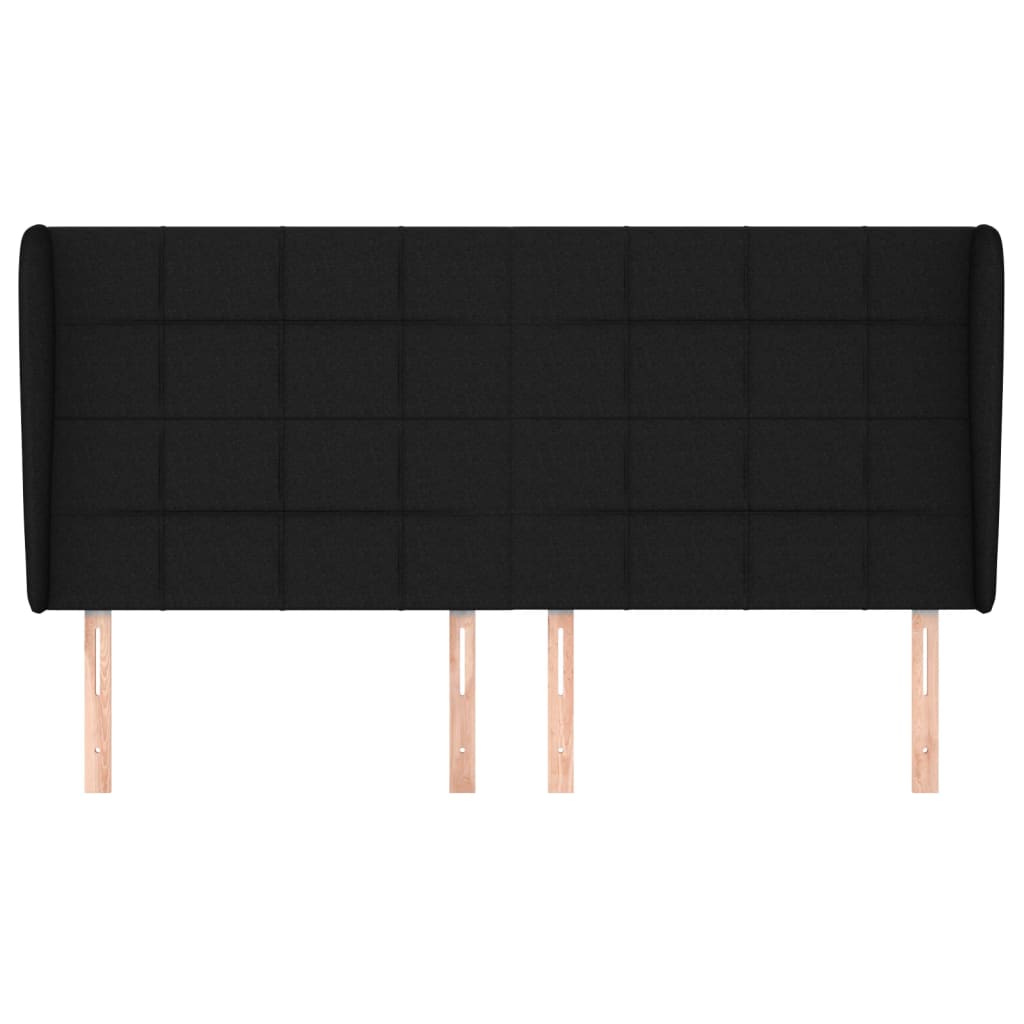 Cabeceira de cama c/ abas tecido 163x23x118/128 cm preto - Image 2