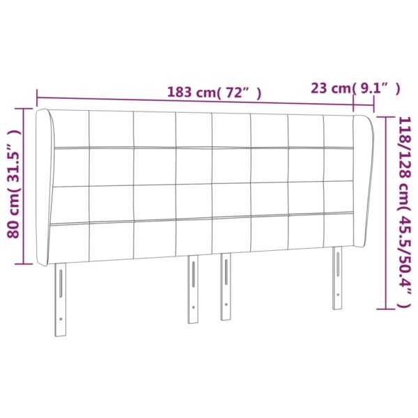 Cabeceira cama c/ abas tecido 183x23x118/128 cm cinzento-claro - Image 8
