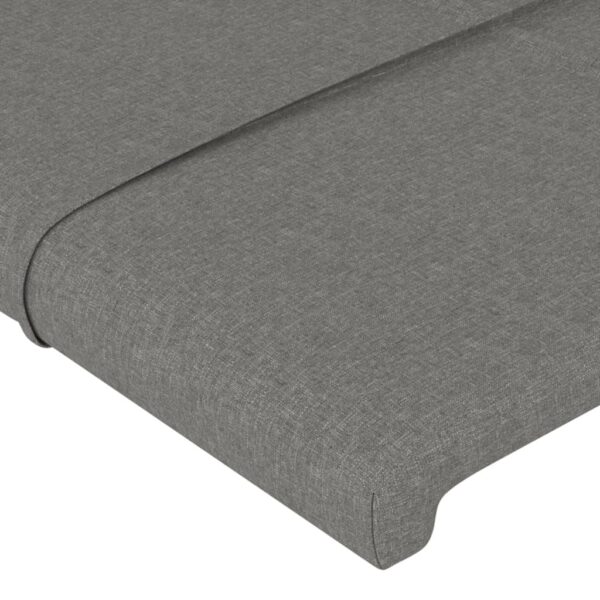 Cabeceira cama c/ abas tecido 203x23x118/128 cm cinzento-escuro - Image 4