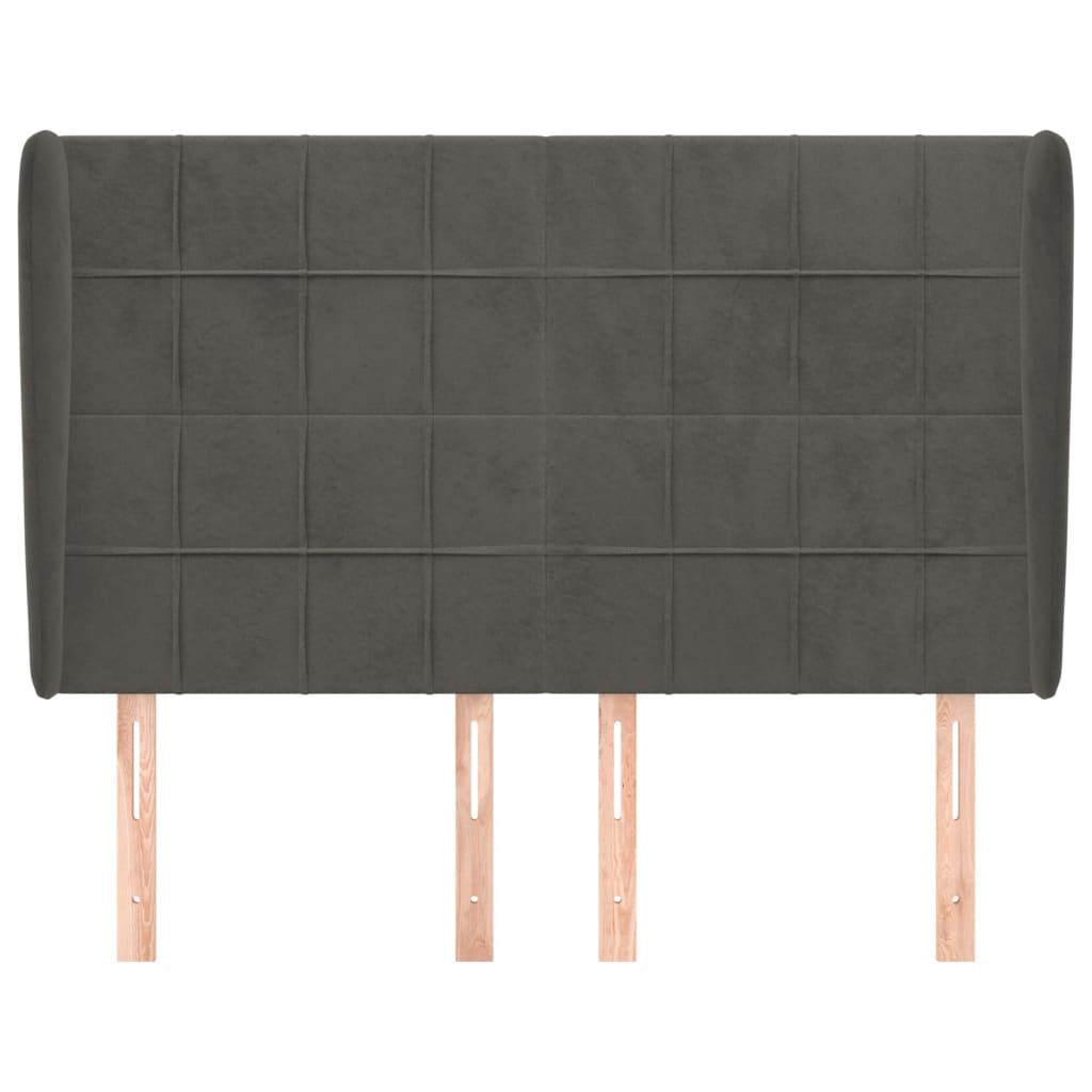 Cabeceira cama c/ abas veludo 147x23x118/128 cm cinzento-escuro - Image 2