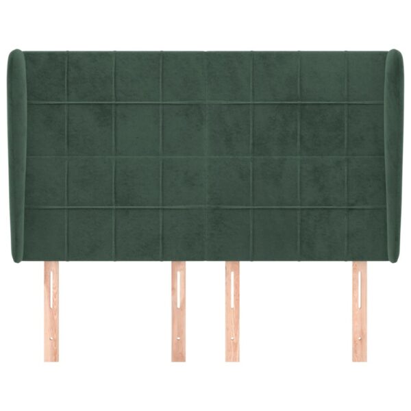 Cabeceira cama c/ abas veludo 147x23x118/128 cm verde-escuro - Image 2