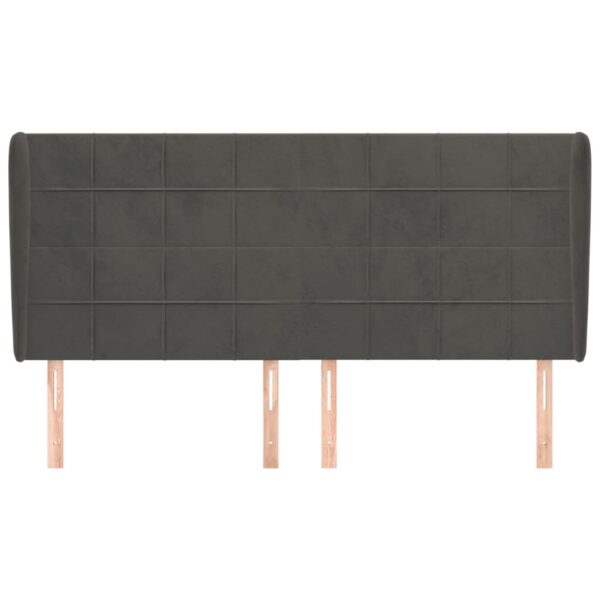 Cabeceira cama c/ abas veludo 183x23x118/128 cm cinzento-escuro - Image 2