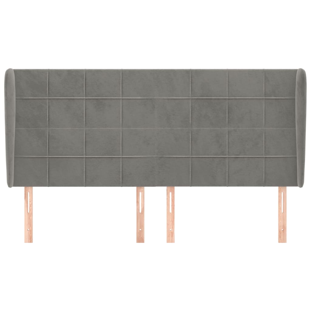 Cabeceira cama c/ abas veludo 203x23x118/128 cm cinzento-claro - Image 2