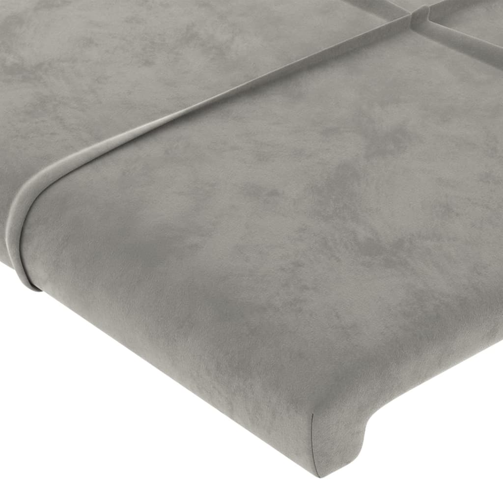 Cabeceira cama c/ abas veludo 203x23x118/128 cm cinzento-claro - Image 4