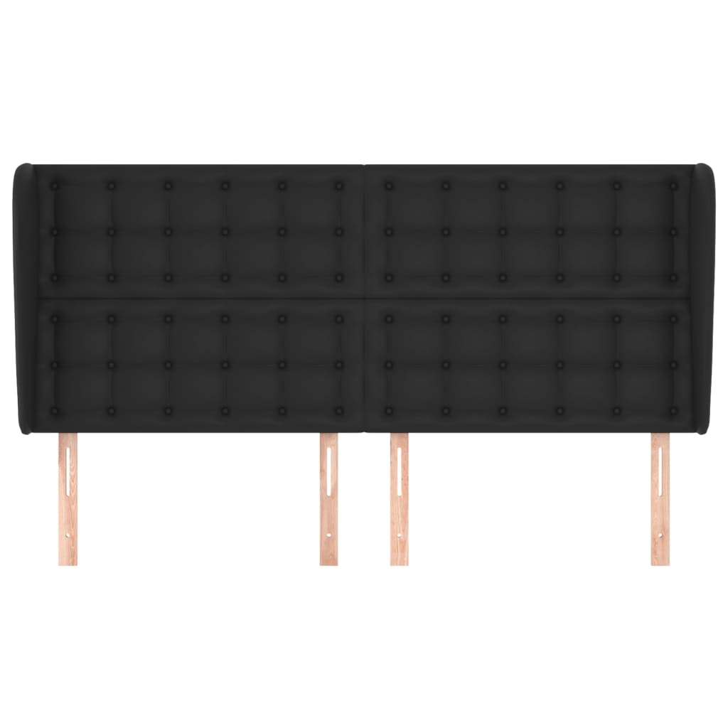 Cabeceira de cama c/ abas couro artif. 163x23x118/128 cm preto - Image 2