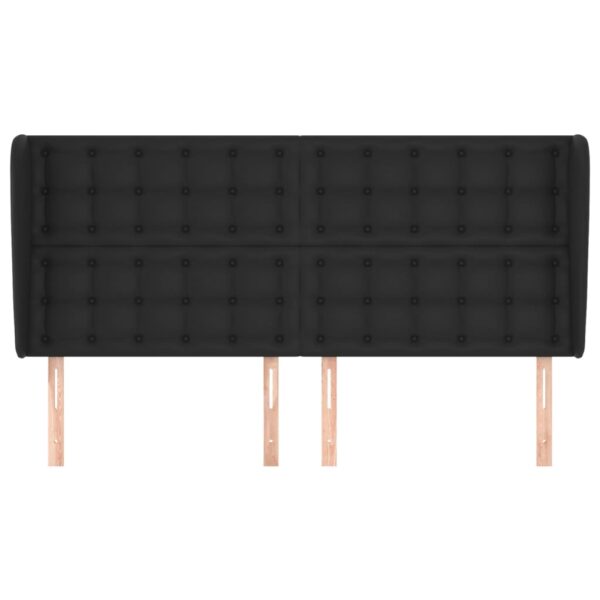 Cabeceira de cama c/ abas couro artif. 183x23x118/128 cm preto - Image 3