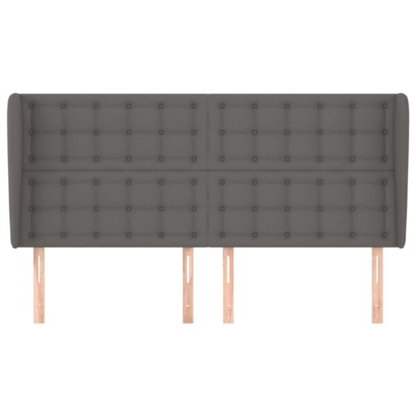 Cabeceira cama c/ abas couro artif. 183x23x118/128 cm cinzento - Image 2