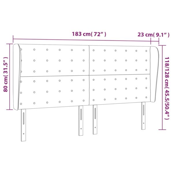 Cabeceira cama c/ abas couro artif. 183x23x118/128 cm cinzento - Image 8