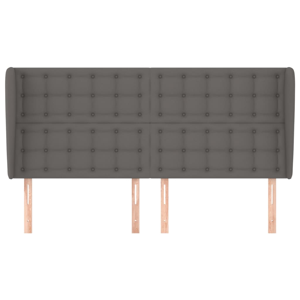 Cabeceira cama c/ abas couro artif. 203x23x118/128 cm cinzento - Image 2