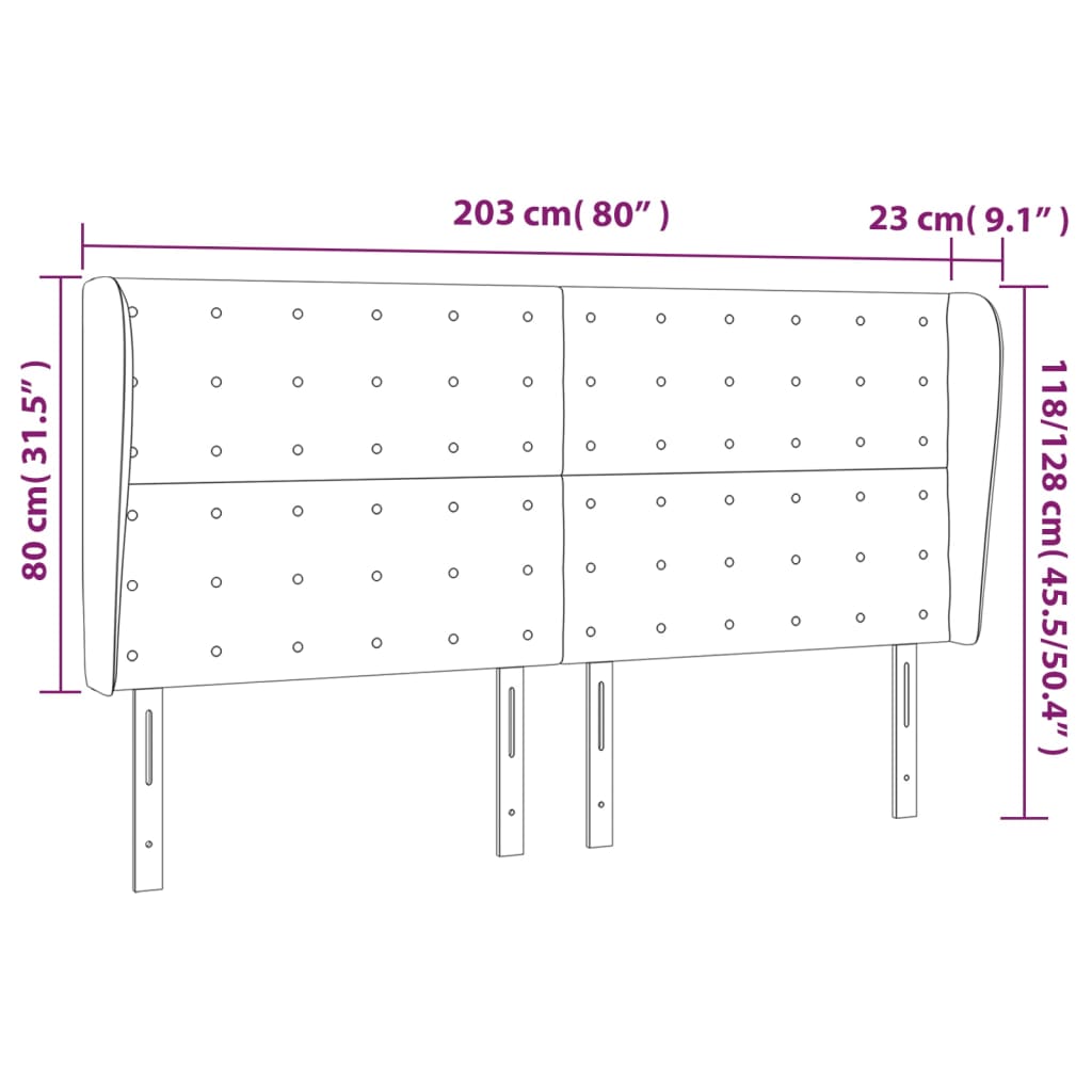Cabeceira cama c/ abas couro artif. 203x23x118/128 cm cinzento - Image 8