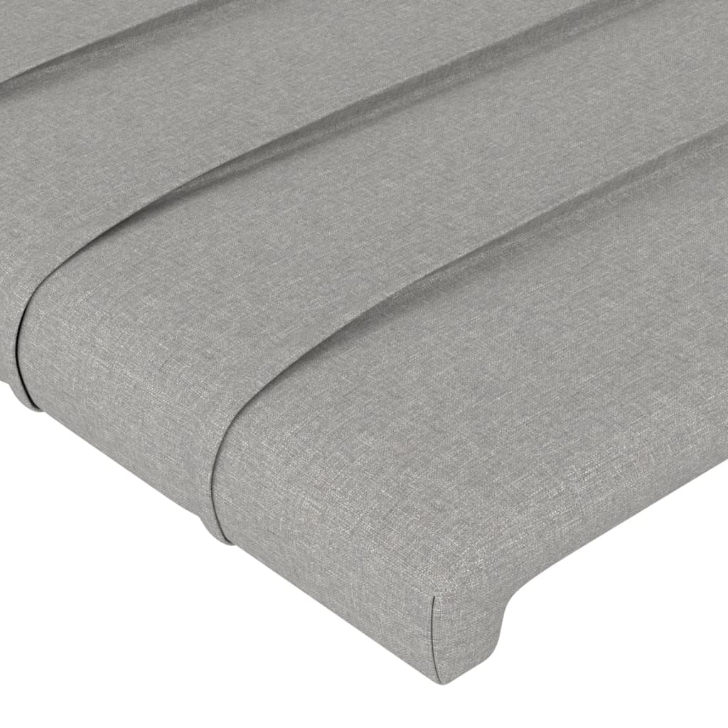 Cabeceira de cama c/ abas tecido 147x23x118/128cm cinza-claro - Image 4