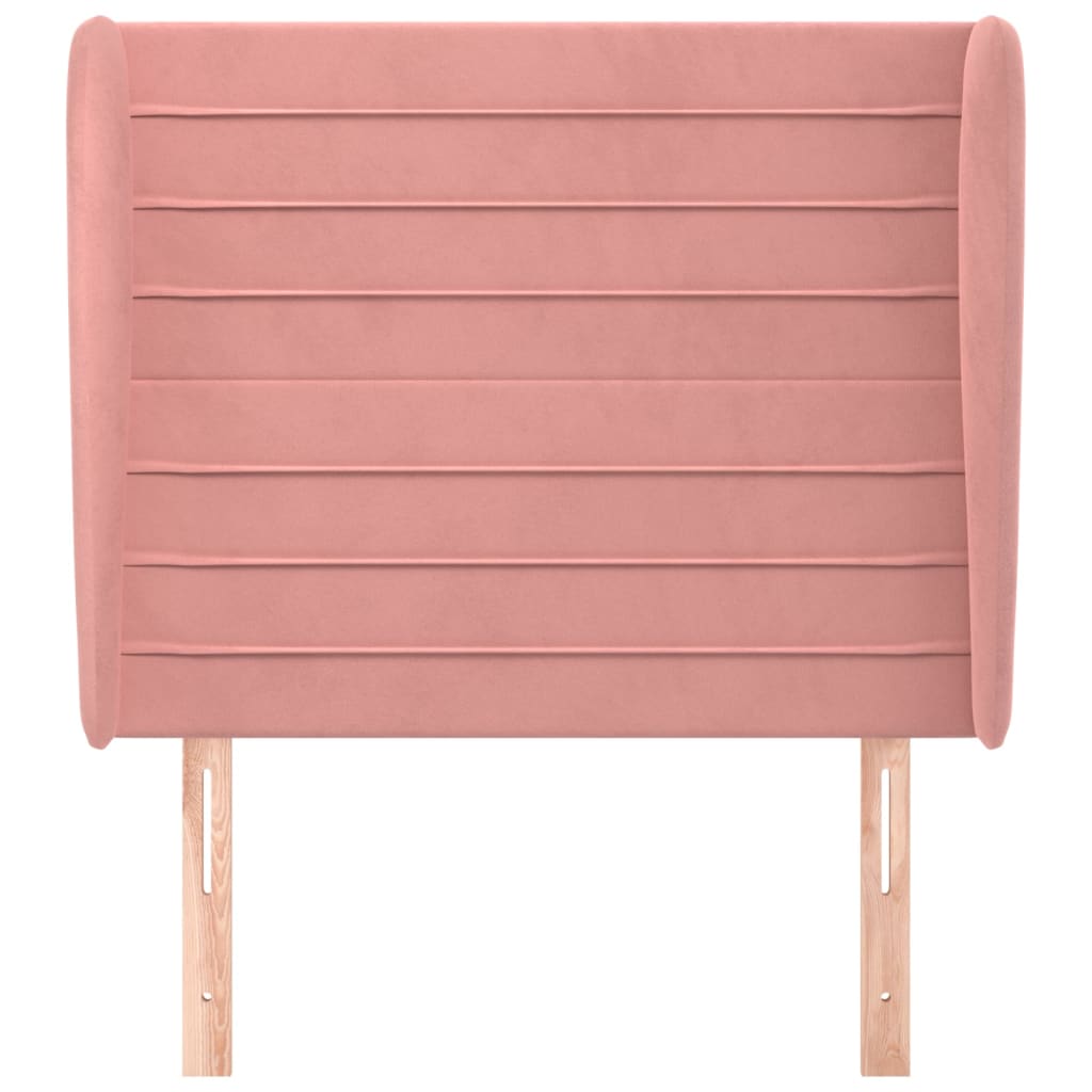 Cabeceira de cama c/ abas veludo 93x23x118/128 cm rosa - Image 2