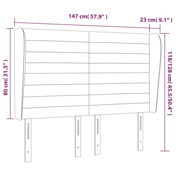 Cabeceira de cama c/ abas veludo 147x23x118/128cm cinza-claro - Image 8