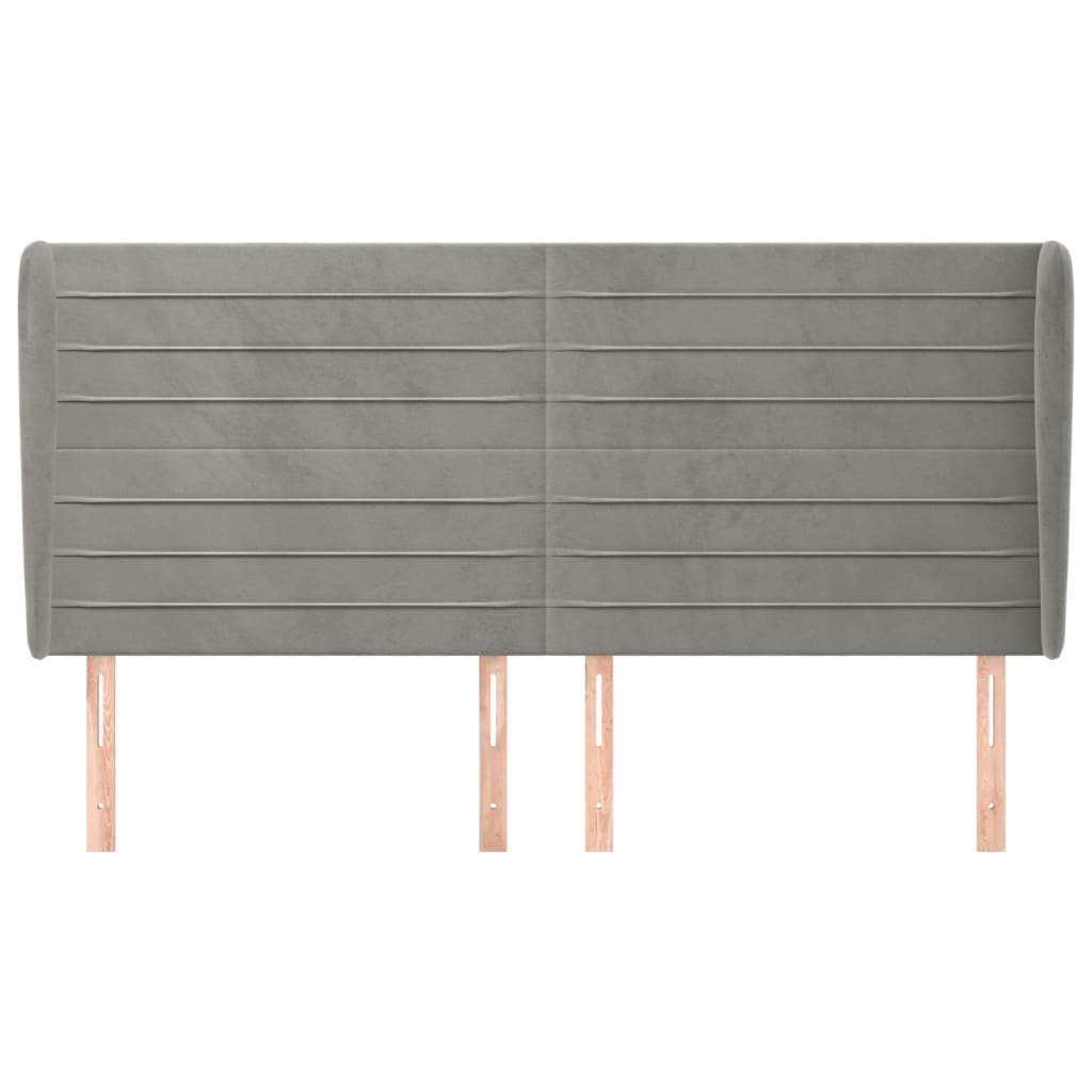 Cabeceira cama c/ abas veludo 163x23x118/128 cm cinzento-claro - Image 2