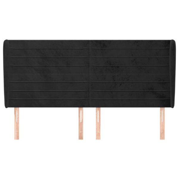 Cabeceira de cama c/ abas veludo 183x23x118/128 cm preto - Image 2