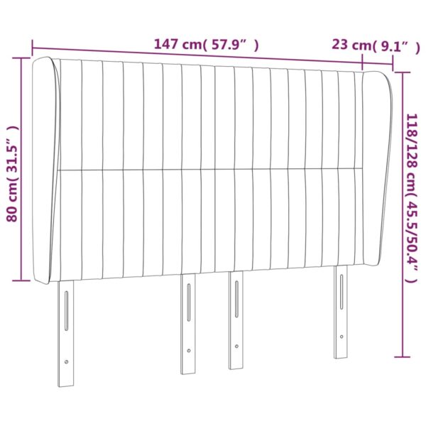 Cabeceira cama abas tecido 147x23x118/128 cm cinza-acastanhado - Image 8