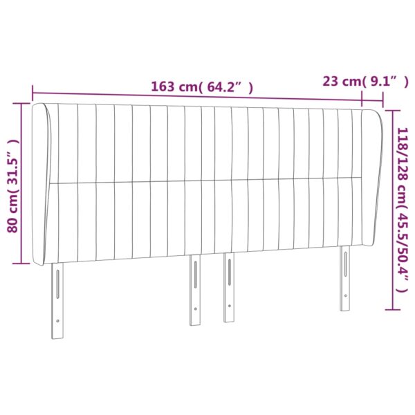 Cabeceira cama c/ abas tecido 163x23x118/128 cm cinzento-claro - Image 8