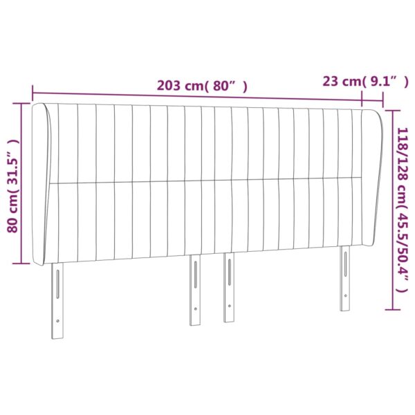 Cabeceira cama c/ abas tecido 203x23x118/128 cm cinzento-claro - Image 8