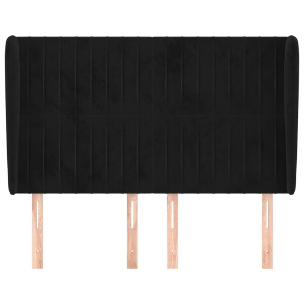 Cabeceira de cama c/ abas veludo 147x23x118/128 cm preto - Image 2