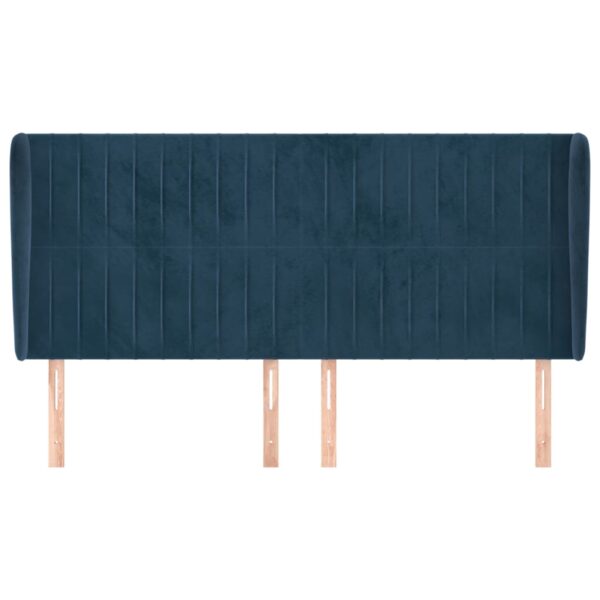 Cabeceira cama c/ abas veludo 163x23x118/128 cm azul-escuro - Image 2