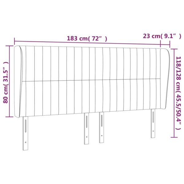 Cabeceira cama c/ abas veludo 183x23x118/128 cm cinzento-escuro - Image 8