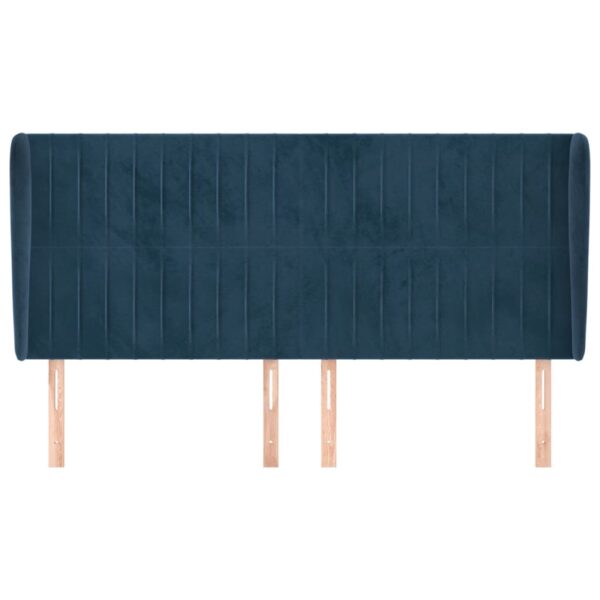 Cabeceira cama c/ abas veludo 183x23x118/128 cm azul-escuro - Image 2