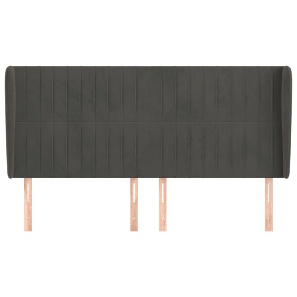 Cabeceira cama c/ abas veludo 203x23x118/128 cm cinzento-escuro - Image 2