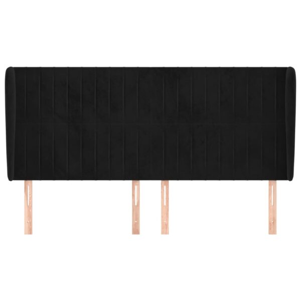 Cabeceira de cama c/ abas veludo 203x23x118/128 cm preto - Image 2