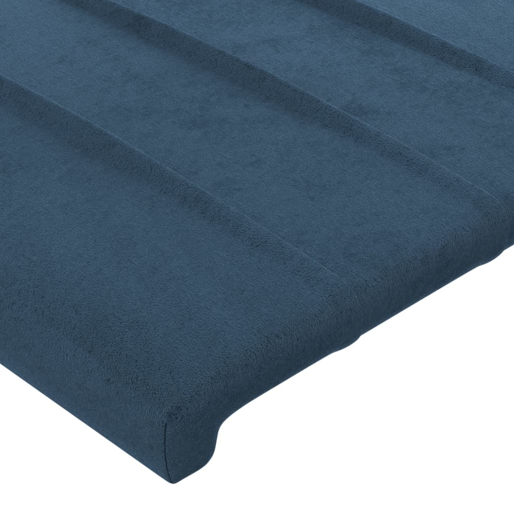 Cabeceira cama c/ abas veludo 203x23x118/128 cm azul-escuro - Image 3