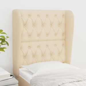 Cabeceira de cama c/ abas tecido 83x23x118/128 cm creme