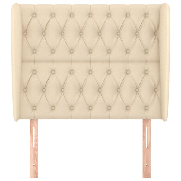 Cabeceira de cama c/ abas tecido 103x23x118/128 cm creme - Image 2