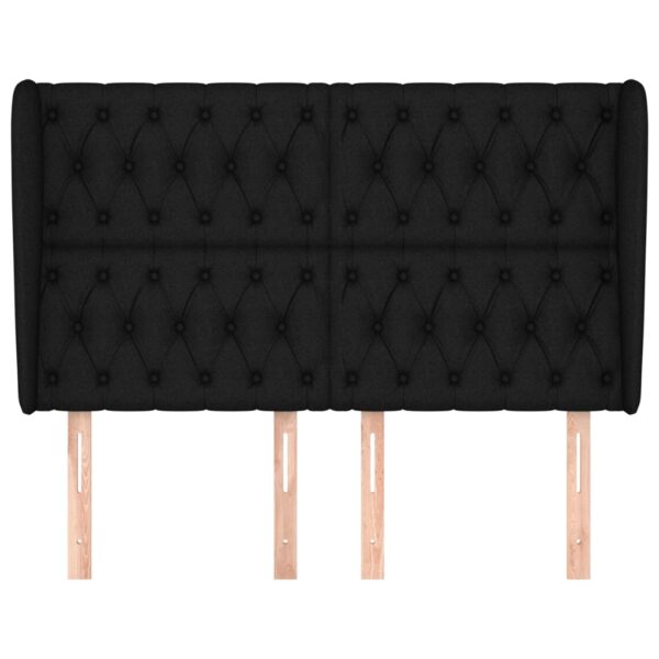 Cabeceira de cama c/ abas tecido 147x23x118/128 cm preto - Image 2