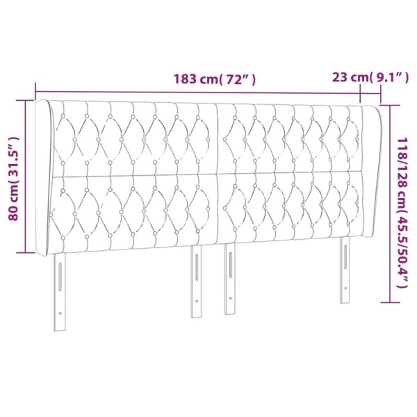 Cabeceira cama c/ abas tecido 183x23x118/128 cm cinzento-claro - Image 8